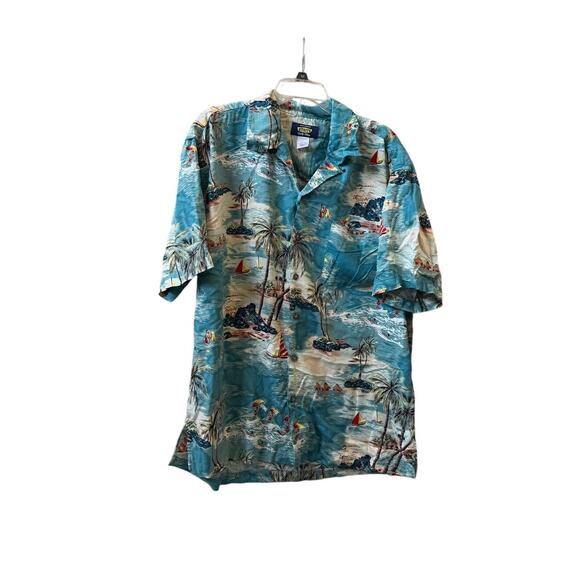 Men’s Y2K Utility Brand Hawaiian Button Up Shirt size L Short Sleeve - Picture 5 of 7